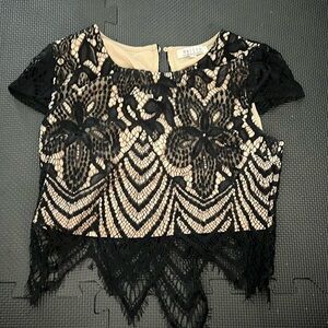 Black lace crop top